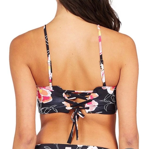 Roxy Crop Top Floral Print Bikini Top Sz L juniors - Picture 3 of 10